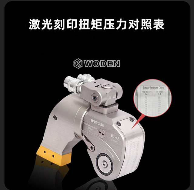 WD-A驅(qū)動(dòng)液壓扳手扭矩扳手激光刻印扭矩壓力對照表